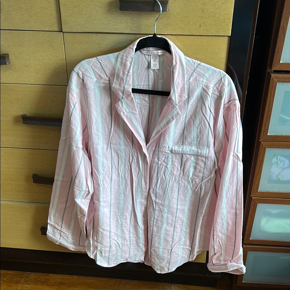 Victoria's Secret Pink And White Striped Shirt Size Large